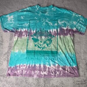 Chemistry Mens 2XL T-Shirt Teal Tie-Dye UFO Knowledge Is Power Graphic Tee